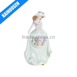 Porcelain Figurine With Rose Dress thumbnail-1