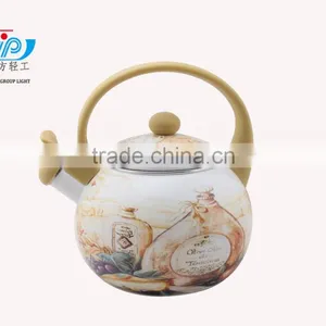 2.2L High Quality Enamel Kettle With Plastic Handle Beautiful Decor thumbnail-3