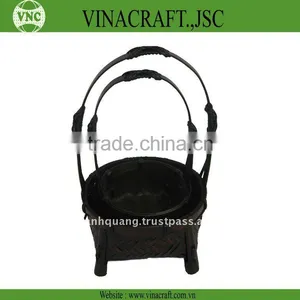 Black Bamboo Flower Basket thumbnail-1