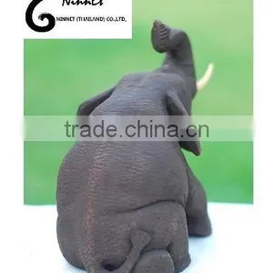 Wood Carved Elephant From Thailand thumbnail-3