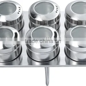 Stainless Steel Condiment Set With Stand , 6pcs Condiment Set With Mirror Polishing,stainless Steel Spice Container With ss Rack thumbnail-1