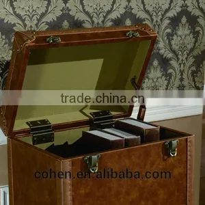 2016 Hot Sale High Quality China Supplier Handcraft High End Retro Vintage Storage Wine Cabinet Covered by Top Grain Leather thumbnail-3
