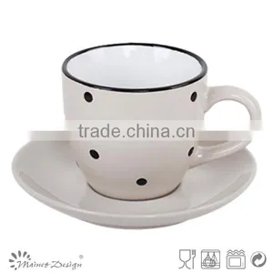 Solid Color With Engraved Doted Cup and Saucer Ceramic thumbnail-2