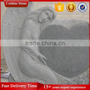 G603 Grey Angel Heart Headstone Monument Tombstone thumbnail-3