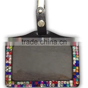 Popular ID Holder, High Quality Promotion Gift PU Leather Badge Holder With Crystal Gem Decoration thumbnail-1
