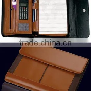 Zippered Leather Portfolio With Notebook thumbnail-1