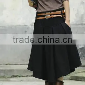 New Arrival Autumn Winter Spring Wool Skirt for Women Plus Size Mid Long Skirt High Waist Pleated Skirts thumbnail-1