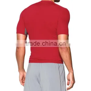 New Style Wholesale Custom Gym Fitness Sports Clothing Plain Red Men T Shirt thumbnail-2