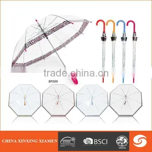 Rainproof Cheap Clear Transparent Straight Umbrella Promotionalb PVC Plastic Parasol thumbnail-1