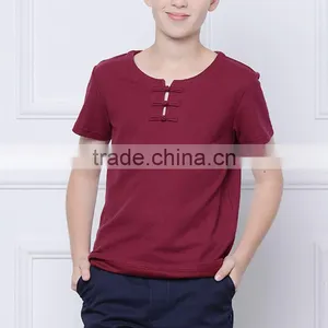 British Academy Style 2017 New Light Chinese Style School Boys and Girls Red Short Sleeved T-shirt Custom thumbnail-2