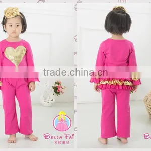 Hearts Printed Top & Pant Set Baby Clothing Set Red Valentine's Outfits Girl Valentine's Day thumbnail-1