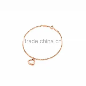 Gold Plated Fancy Dangling Heart Bracelet thumbnail-1