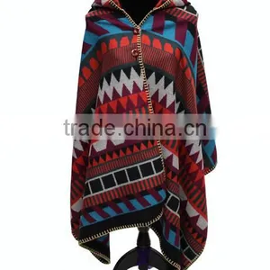 High Quality 2017 New Model Female Scarf Double-side Grid Printed Design Button With Hood Women Cloak thumbnail-5