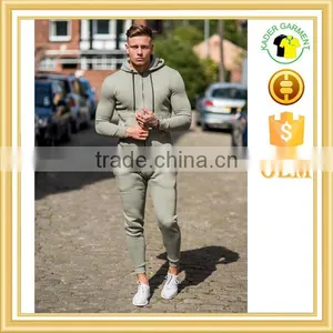 Mens Plain Fitted Tracksuit Quality Slim Fit Gym Tracksuit Custom thumbnail-1