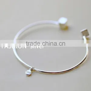F20080N Copper Silver Plated Bracelet Hexagon Open Bracelet Lettering LOVE thumbnail-4