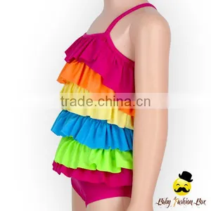 YZA-007 Yiwu Yihong Children Multiple Colour Ruffle Girls Picture Swimwear For 0-6 Year Wears thumbnail-4