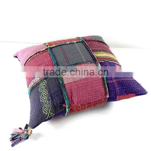 Kantha Cushion, Kantha Quilt Pillow, Kantha Pillow Case, Ooak thumbnail-3