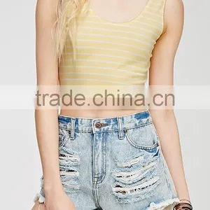 Summer Ready Striped Print Crop Tops Wholesale Women thumbnail-1