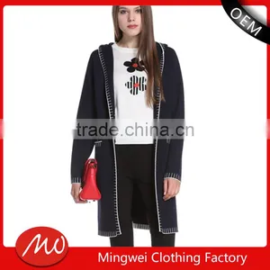 2017 Women's Open Front Heavy Hooded Mongolian Cashmere Coat With Pockets thumbnail-1
