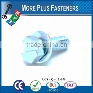 SEMS DIN 6901 SCREW WITH FLAT WASHER ASSBMBLIES SLOT INDENT HEX HEAD SHARP POINT TAPPING SCREW thumbnail-1