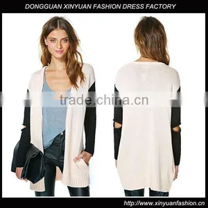 Womens Sweater Plain Knit Cardigan Without Buttons thumbnail-1