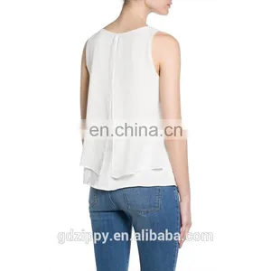 Wholesale China Women Clothing Sleeveless Double-deck Chiffon Top For Ladies 2016 thumbnail-2