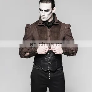 Men's Underbust Black Leather Buttoned Corsage Belt Punk Rave S-211 thumbnail-2