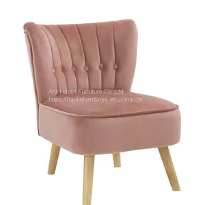 Velvet Upholstered Armless Accent Chair ,Single Leisure Chair for Living Room thumbnail-2