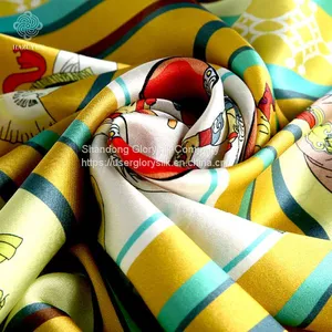 Customized Own Art Design Pure Silk Print Headwear 100% Viscose Polyester Silk Feel Scarf for Square thumbnail-4