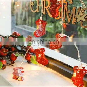 2020 Hot Sale Battery Powered Fairy Indoor Outdoor Iron Christmas Sock String Light for Home Room Decoration thumbnail-5