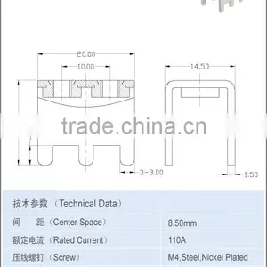 PCB Terminal Brass With Screw M4 AO-15/6J-N2 Silver Color thumbnail-2