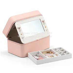 Pu Portable Makeup Case/Double Layer With Mirror Wash Skin Care Storage Cosmetic Bag thumbnail-4