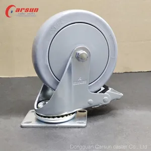 Medium Castors 5 Inch Grey TPR Silent Caster Swivel Caster Wheel With Brake thumbnail-3