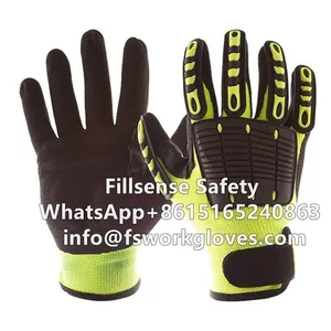 Cut and Impact Resistant UHMWPE(HPPE) Liner Nitrile Sandy Coated TPR Anti Impact Gloves Anti Vibration Gloves thumbnail-3