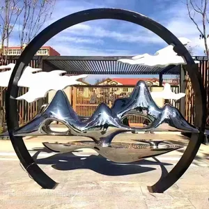 Stainless Steel Manufacturer Stainless Steel Mirror Sculpture Park Square Landscape Sculpture Ornament Metal Sculpture thumbnail-5