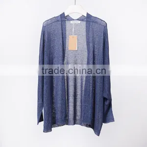 Summer Korean Style Slim Looking Bat Sleeve Linen Sweater Cardigan Air Conditioning Sunscreen Flax Shirt for Women thumbnail-5