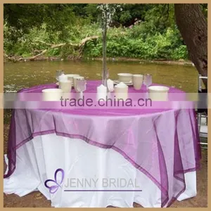 TL014A Wedding Table Decoration Purple Organza Cheap Wedding Table Overlay, Round Overlay Tablecloths Quality Choice thumbnail-1