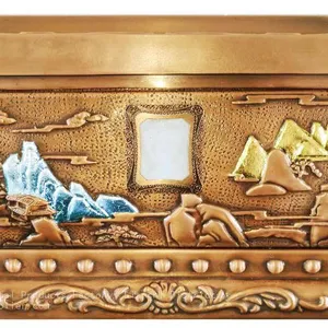 Ufacturer Supplies Pure Copper Urn (golden Caskets) Hand-carved. thumbnail-1