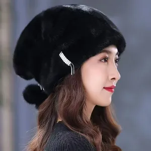 Faux Mink Fur Beret Hat thumbnail-4