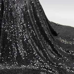 Shiny Flexible Aluminum Chain Mail Fabric Metallic Metal Sequin Mesh Fabric for Clothing Home Decoration thumbnail-2