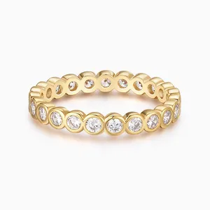 Shining Star Jewelry Solid 14K Gold Cubic Zirconia Eternity Ring Gift For Women thumbnail-1