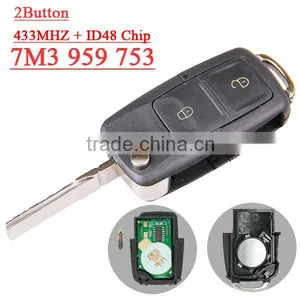 High Quality 3 Button 7M3 959 753 Flip Remote Key With 433MHZ for vw thumbnail-1