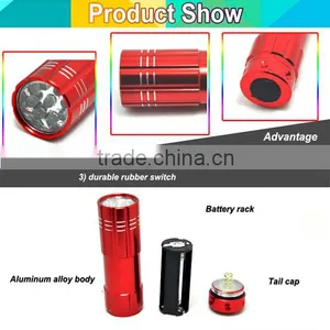 (120420) Top Quality Supermarket Promotion Aluminum Alloy Mini 9led Torch thumbnail-3