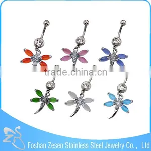 Newest Promotional Surgical Steel Hanging Jeweled Butterflies Belly Button Ring thumbnail-2