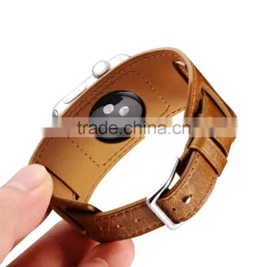 ICARER Double Bukle Genuine Leather Watch Band For 38mm Apple Watch Bracelet With 3 Wear Method With Watchband Connector MT-4831 thumbnail-1