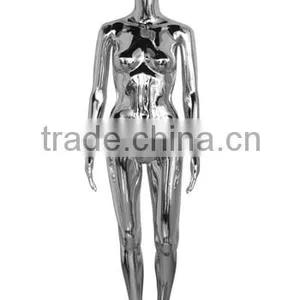 Fashion Standing Glossy Chrom Electroplating Silver Color Model Femal Mannequin Clothing Garment Display thumbnail-4