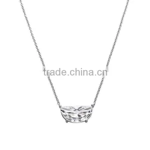 14K Gold Overlay Silver Cubic Zirconia Half Moon Statement Necklace thumbnail-3