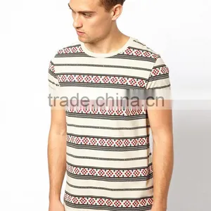 White 100% Pure Soft Cotton All Over Print T-shirt With Aztec Pattern Bangladesh Factory thumbnail-1