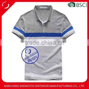 Custom 100% Cotton Stripe Polo Shirt for Men thumbnail-1