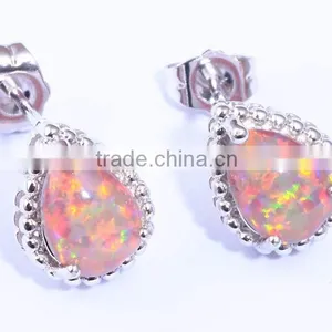 925 Sterling Silver Pear Shape Opal Fantasy Earring Wholesale thumbnail-4